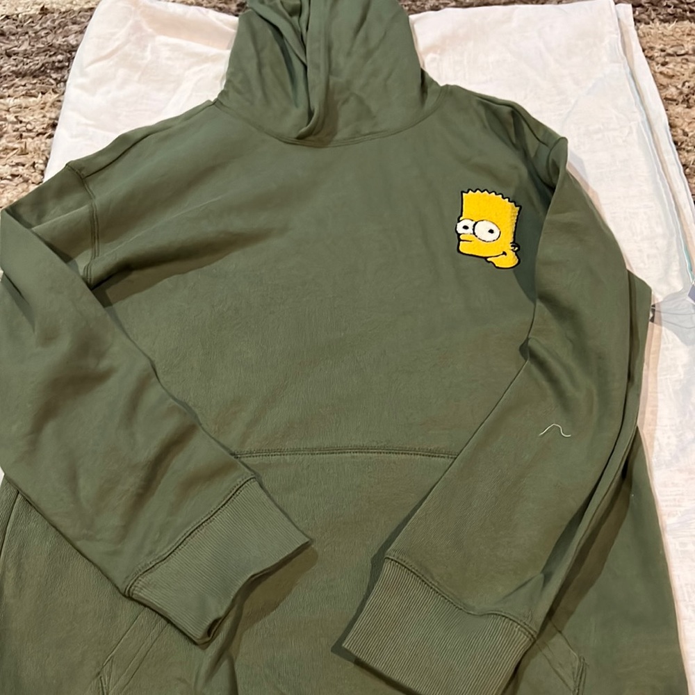 Old Navy Olive Green Kids Hoodie with Bart Simpson Chest Graphic